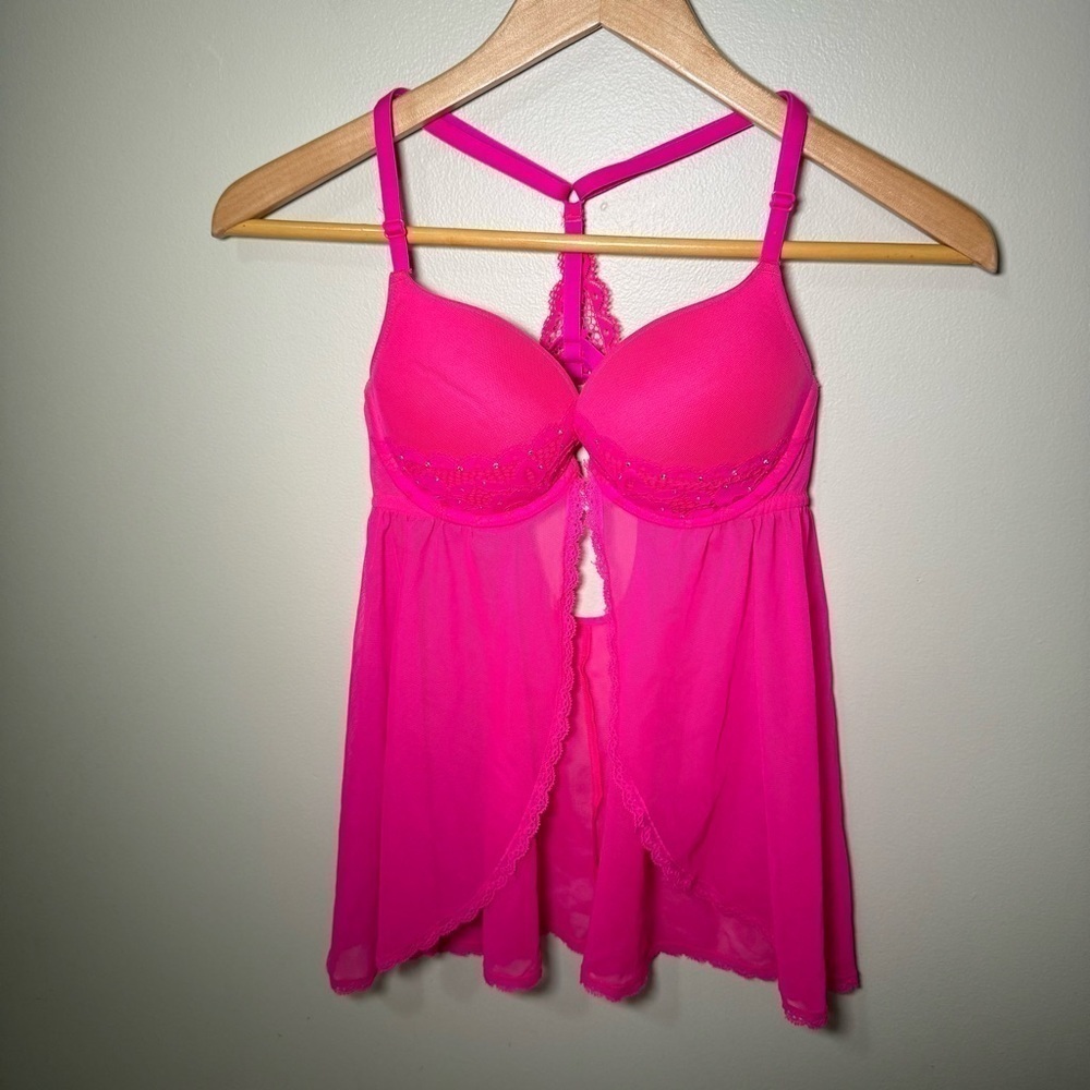 La Senza Barbie pink push up lingerie babydoll top S - Picture 2 of 5